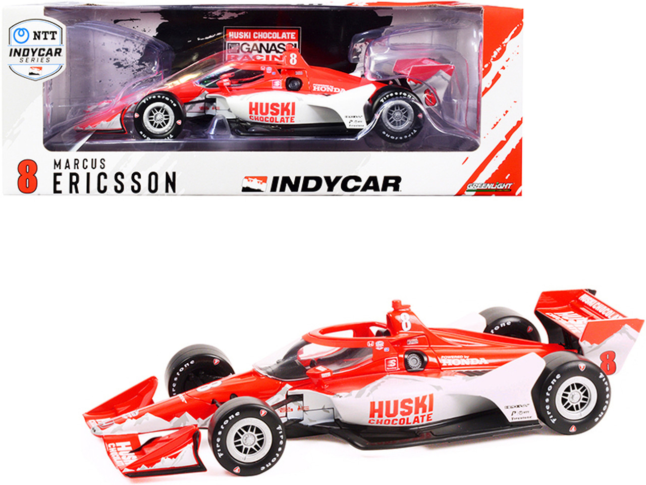 Dallara IndyCar #8 Marcus Ericsson "Huski Chocolate" Chip Ganassi Racing (Road Course Configuration) "NTT IndyCar Series" (2021) 1/18 Diecast Model Car by Greenlight