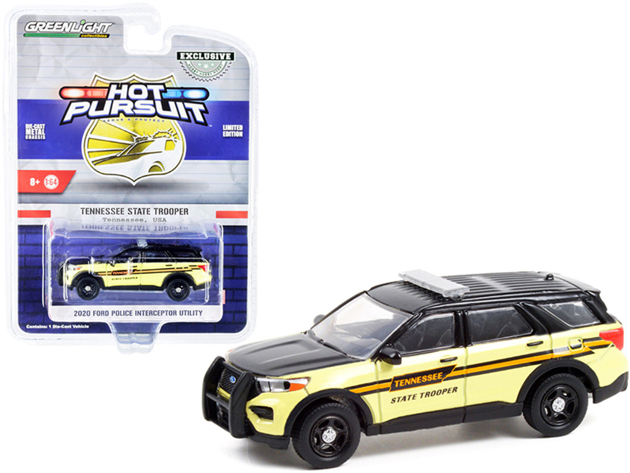 2020 Ford Police Interceptor Utility Yellow and Black "Tennessee State Trooper" "Hot Pursuit" Series 1/64 Diecast Model Car by Greenlight