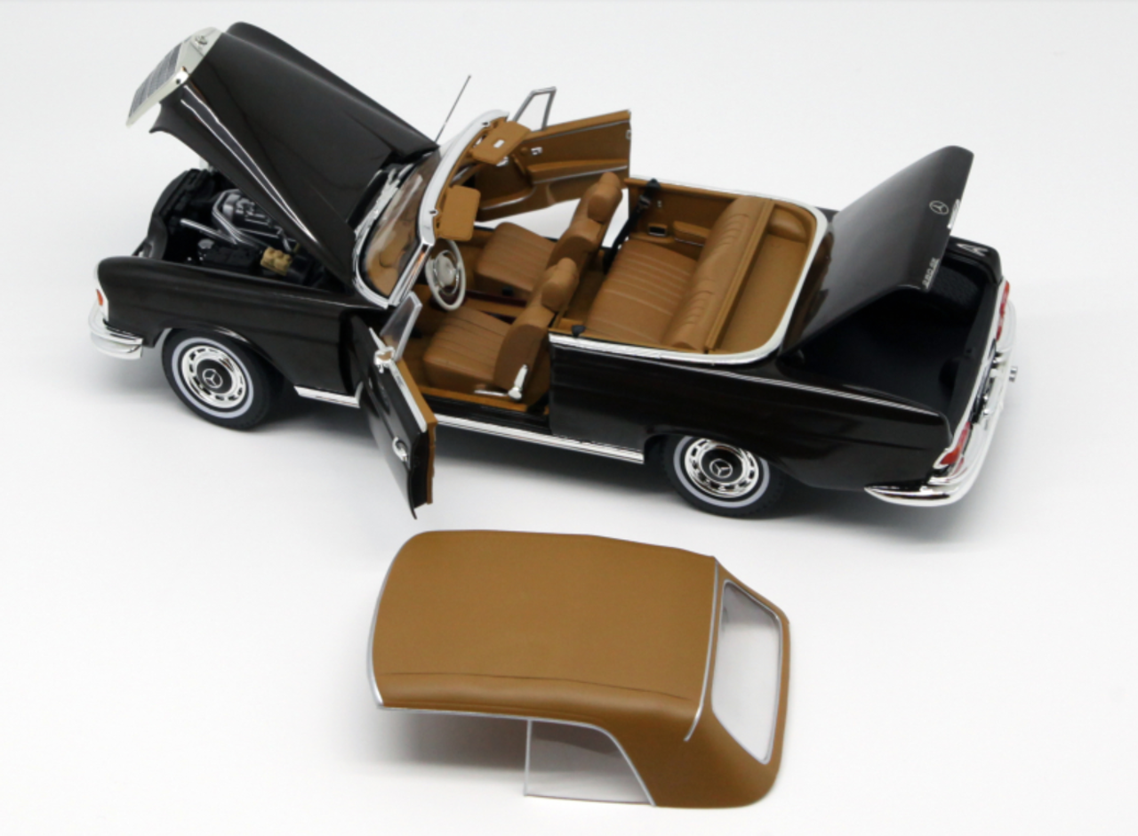 1/18 Norev 1969 Mercedes-Benz MB 280 SE 280SE (Black / Dark Brown) Diecast Car Model