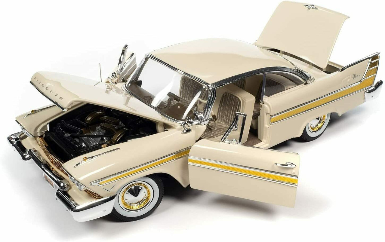 1/18 Auto World 1957 Plymouth Fury (Sand Dune White) Diecast Car Model