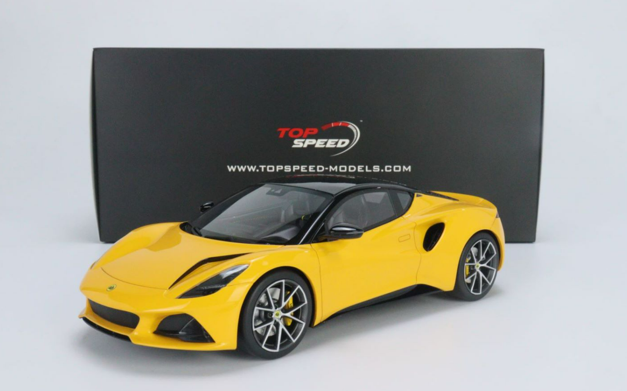 1/18 Top Speed Lotus Emira Hethel (Yellow with Black Top) Resin Car Model