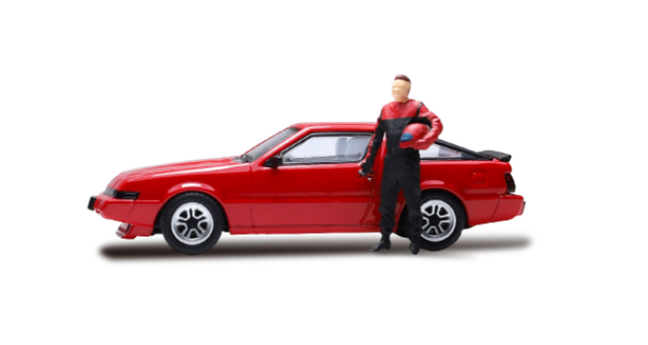  1/64 POPRACE Mitsubishi Starion Red Diecast Car Model with figure 