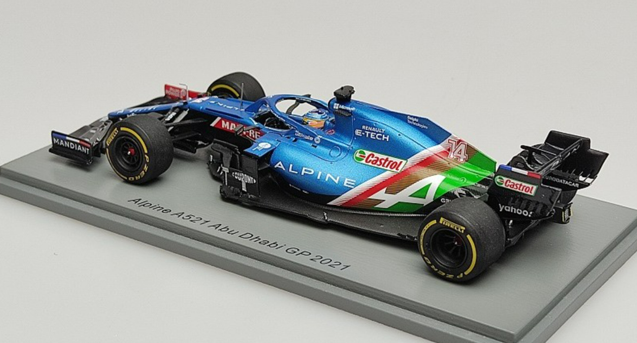 1/43 Spark 2021 Alpine A521 No.14 Alpine F1 Team 8th Abu Dhabi GP Fernando  Alonso Car Model