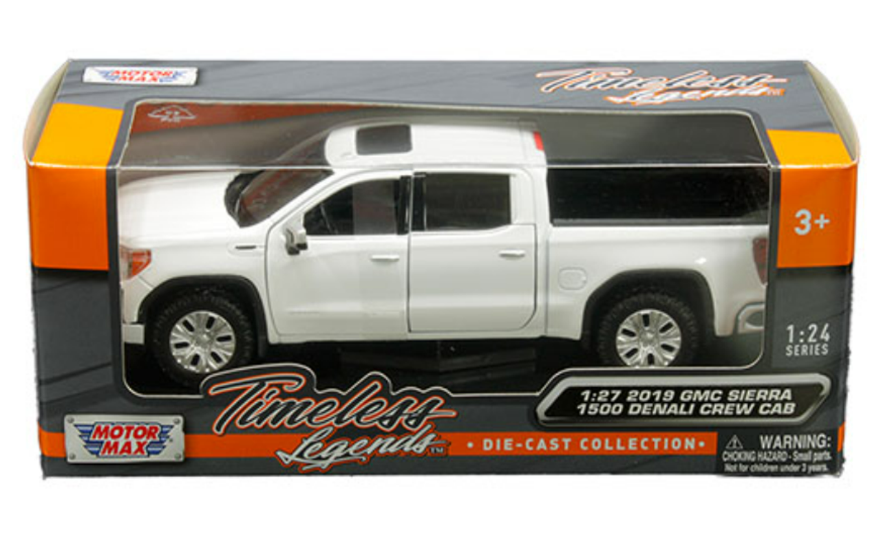 2019 GMC Sierra 1500 Denali Crew Cab Pickup Truck with Sunroof White "Timeless Legends" Series 1/24-1/27 Diecast Model Car by Motormax