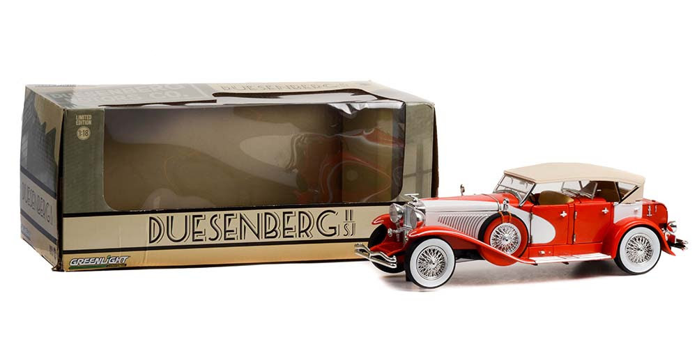 1/18 Greenlight Duesenberg II SJ (Red with White Top) Diecast Car