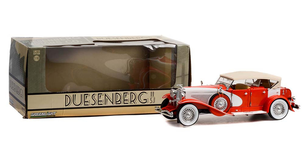 1/18 Greenlight Duesenberg II SJ (Red with White Top) Diecast Car Model