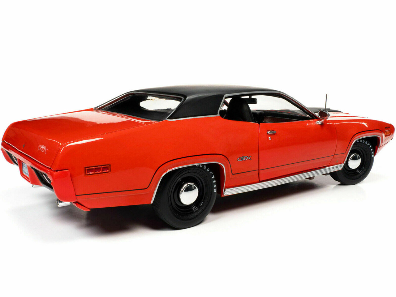 1/18 Auto World 1971 Plymouth GTX Hardtop (V2 Tor Red with Black Roof & Air  Grabber Hood) Diecast Car Model