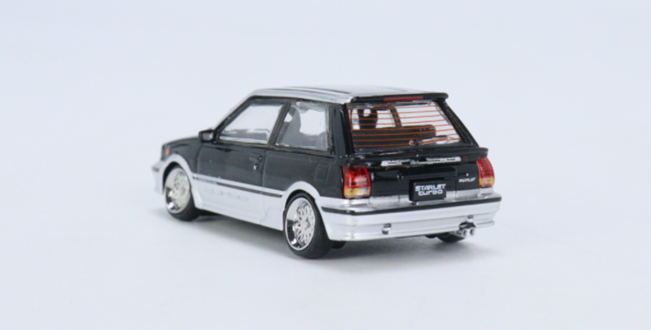  1/64 BM Creations Toyota Starlet Turbo S 1998 EP71 Black Silver Diecast Car Model LHD