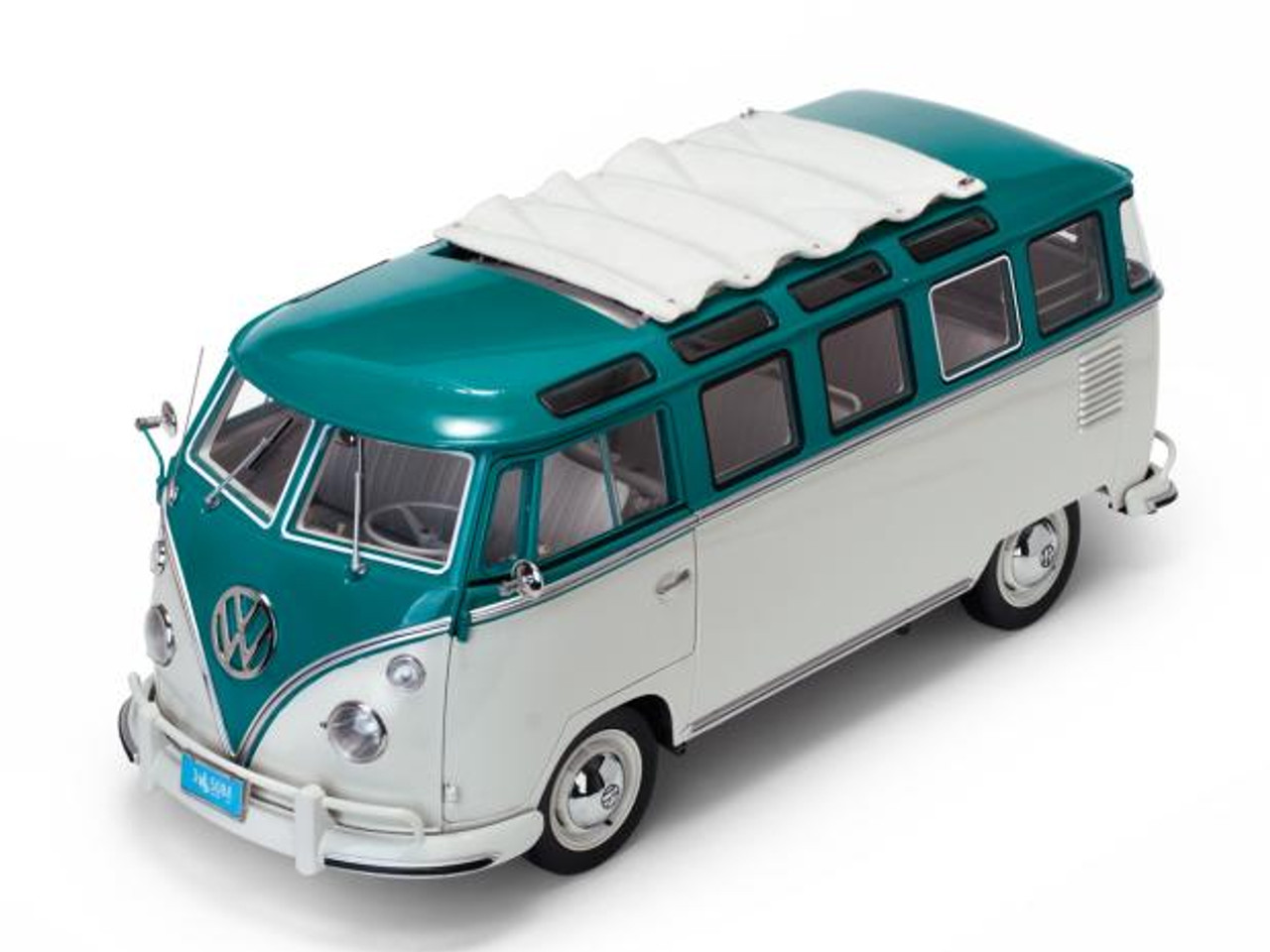Green 1/24 Volkswagen VW 1962 T1 Van Samba Classic Bus Diecast Model Sound Light