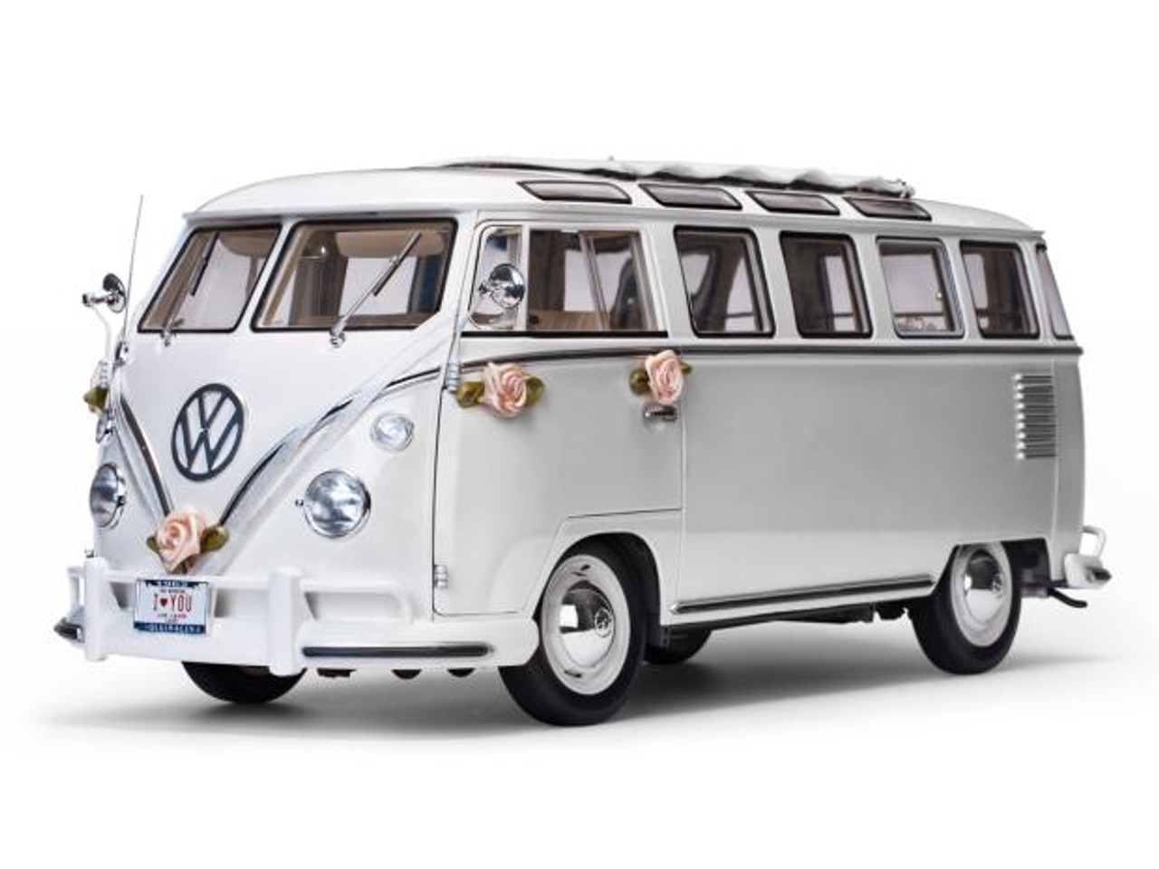 1/12 Sunstar 1962 Volkswagen T1 Wedding Bus Diecast Model - LIVECARMODEL.com