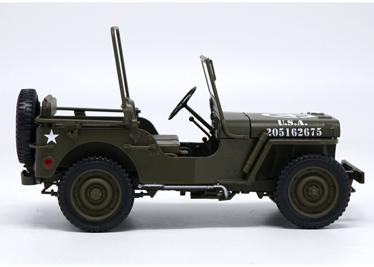 1/18 Welly FX Classic Jeep Willys M151 WW2 Quarter 1/4 Ton Army Truck (Green) Diecast Car Model
