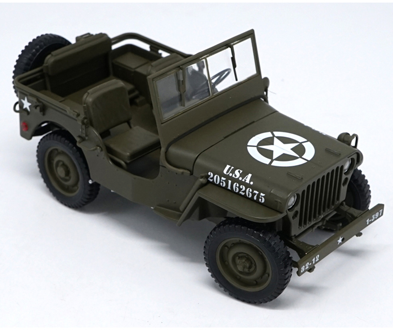 1/18 Welly FX Classic Jeep Willys M151 WW2 Quarter 1/4 Ton Army Truck (Green) Diecast Car Model