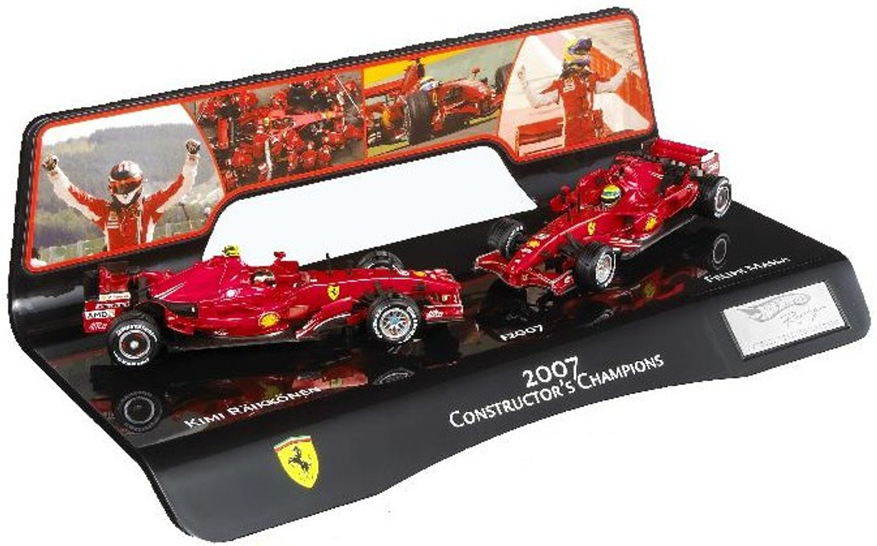 1/43 Hot Wheels Ferrari F2007 Winner F1 Constructor Championship Set of Two  Cars Kimi Räikkönen & Felipe MASSA