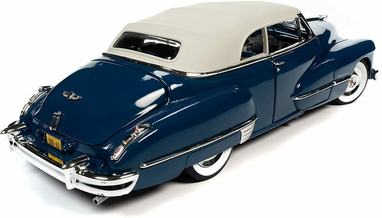 1/18 Auto World 1947 Cadillac Series 62 Soft Top (Beldon Blue with Tan Top) Diecast Car Model