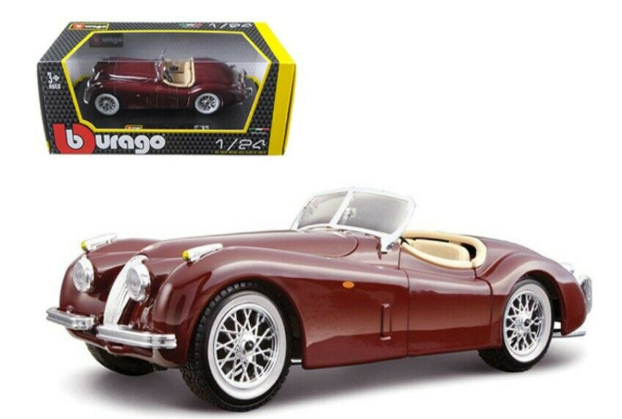 1951 Jaguar XK 120 Roadster Red 1/24 Diecast Model Car by Bburago