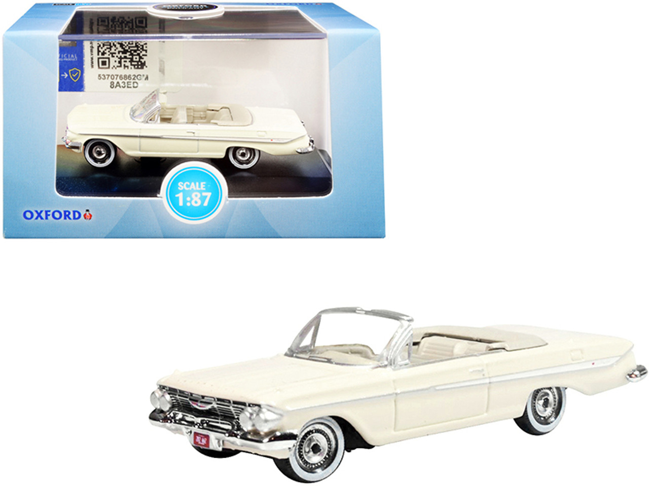 1961 Chevrolet Impala Convertible Almond Beige 1/87 (HO) Scale Diecast Model Car by Oxford Diecast