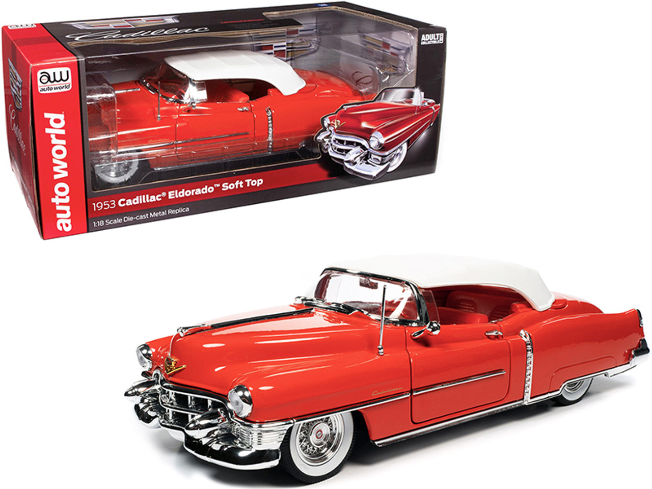 1/18 Auto World 1953 Cadillac Eldorado Soft Top Aztec (Red with