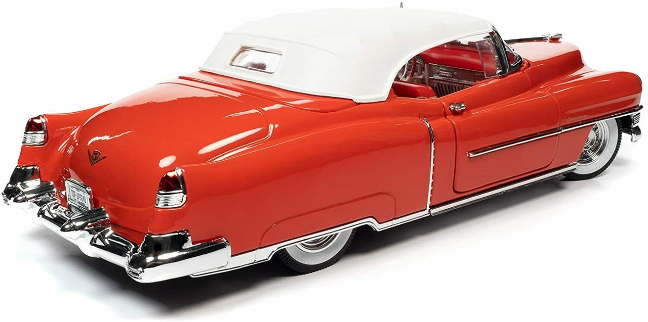 1/18 Auto World 1953 Cadillac Eldorado Soft Top Aztec (Red with White Top and Red Interior) Diecast Car Model