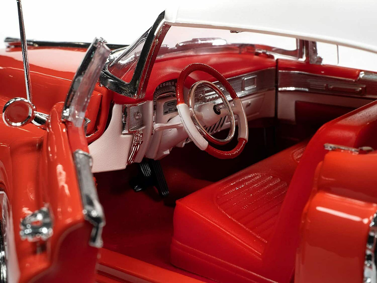 1/18 Auto World 1953 Cadillac Eldorado Soft Top Aztec (Red with White Top and Red Interior) Diecast Car Model