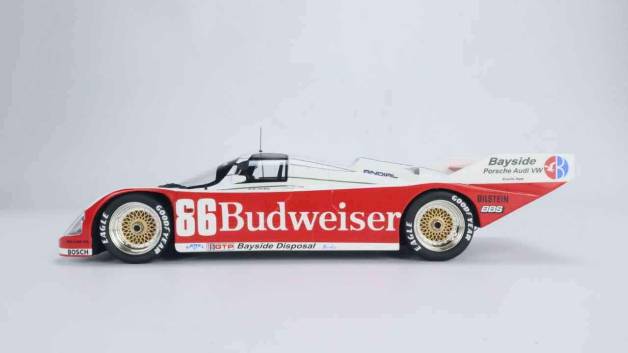 1/18 Top Speed 1987 Porsche 962 #86 Winner 12h Sebring Bayside Disposal Racing Jochen Mass, Bobby Rahal Resin Car Model