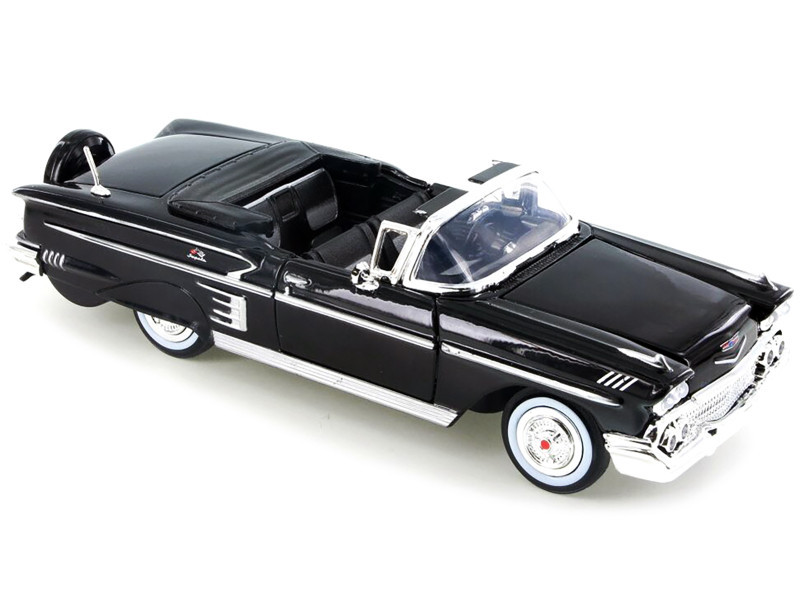 1958 Chevrolet Impala Convertible Black 1/24 Diecast Model Car by