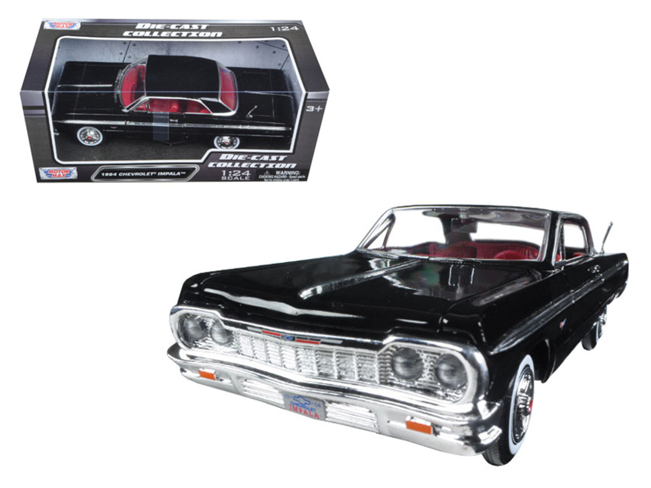 1964 Chevrolet Impala Black with Red Interior 1/24 Diecast