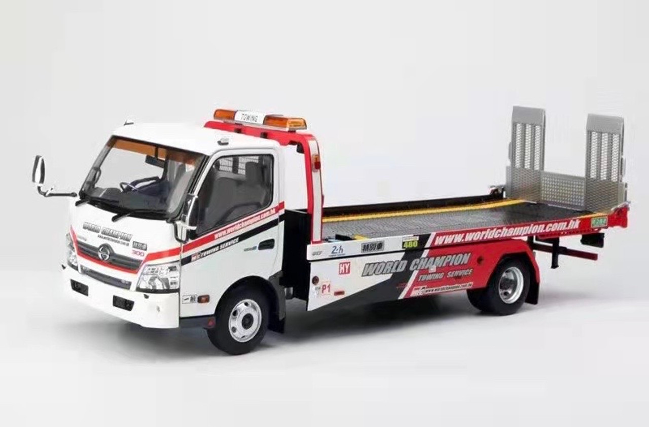 1/18 Tiny Hino 300 World Champion Flatbed Tow Truck with Lights Diecast Car  Model - LIVECARMODEL.com