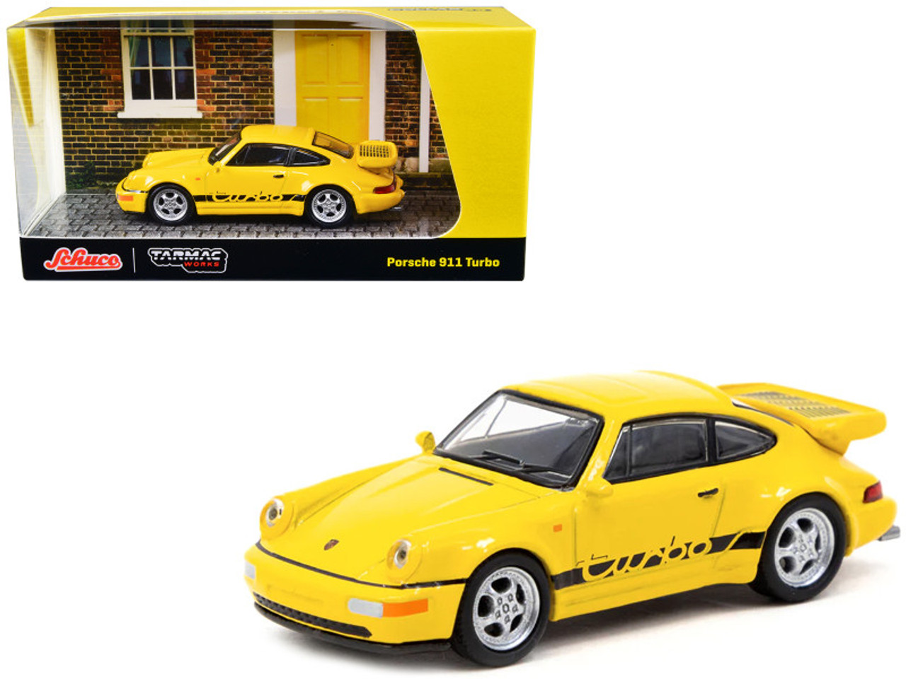 1/64 Tarmac Works Porsche 911 Turbo Yellow Diecast Car Model