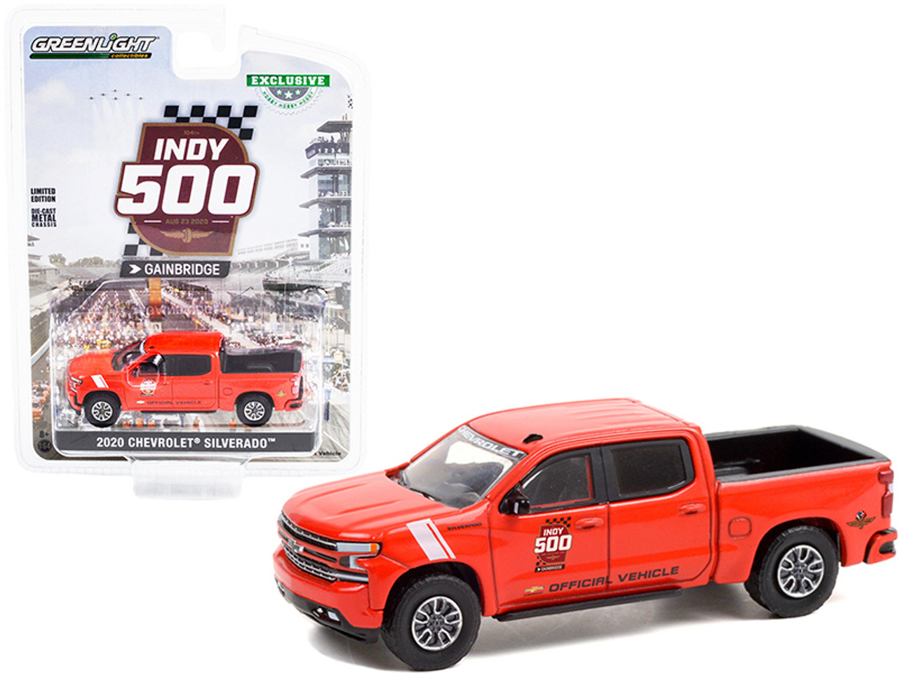 2020 Chevrolet Silverado Pickup Truck Official Vehicle "104th Running of the Indianapolis 500" (2020) "Hobby Exclusive" 1/64 Diecast Model Car by Greenlight