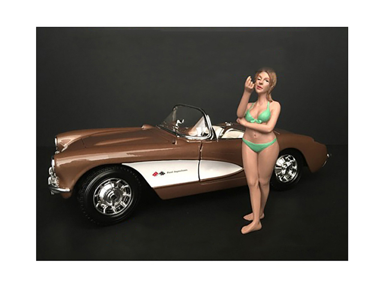 August Bikini Calendar Girl Figurine for 1/24 Scale Models by American Diorama