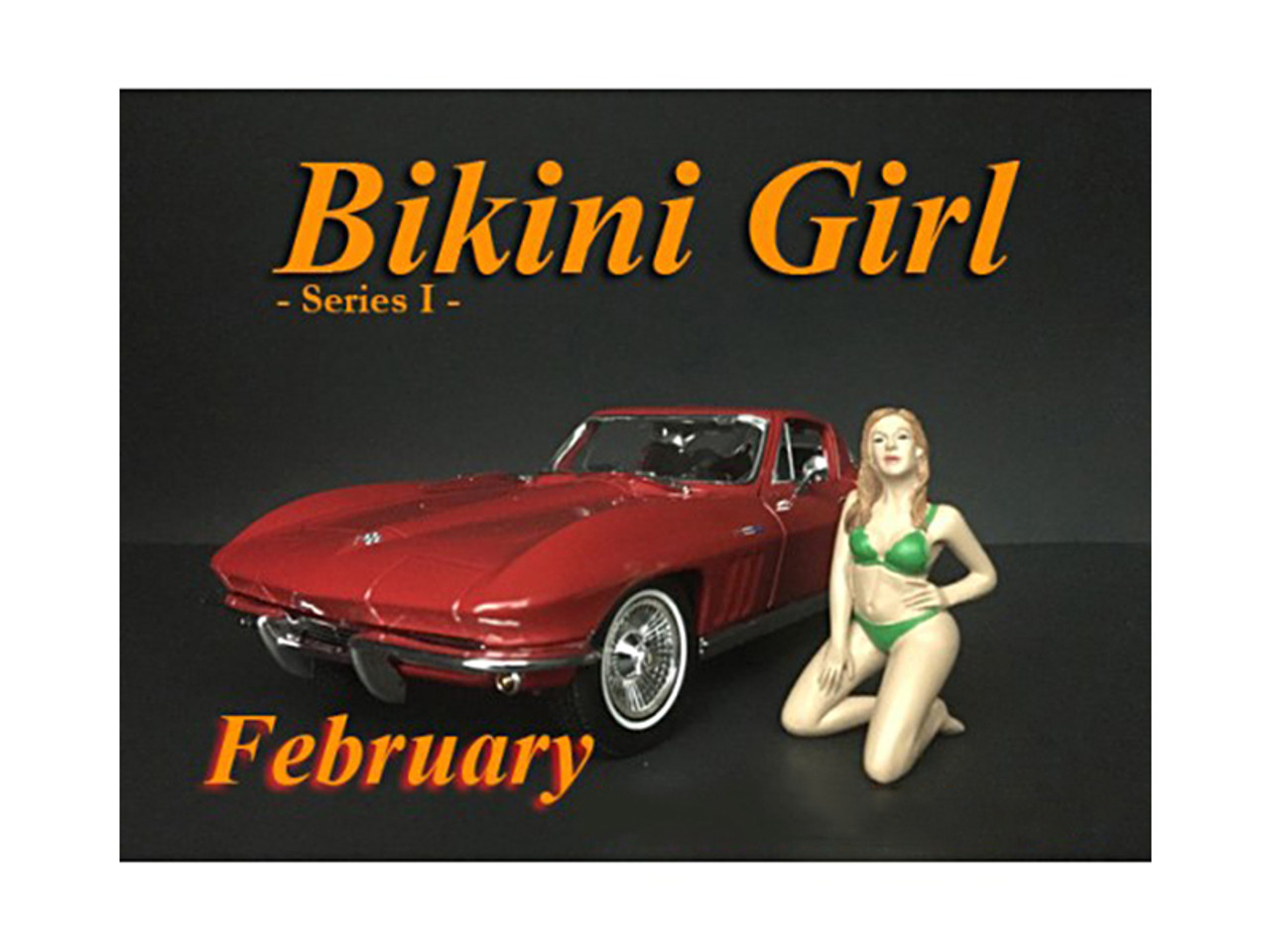 February Bikini Calendar Girl Figure for 1/24 Scale Models by American Diorama