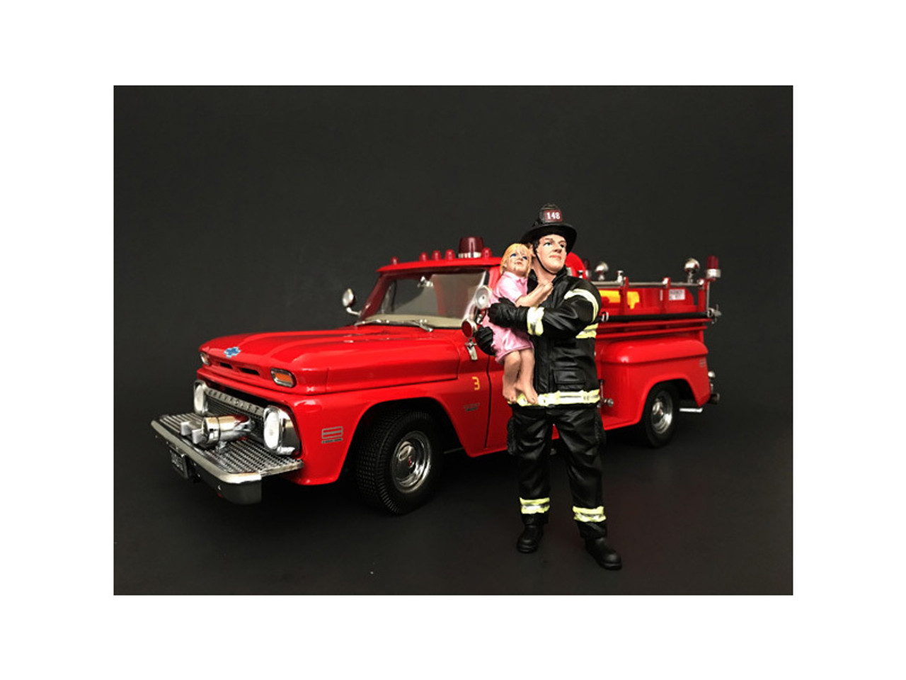 Firefighter Saving Life with Baby Figurine / Figure For 1/24 Models by American Diorama