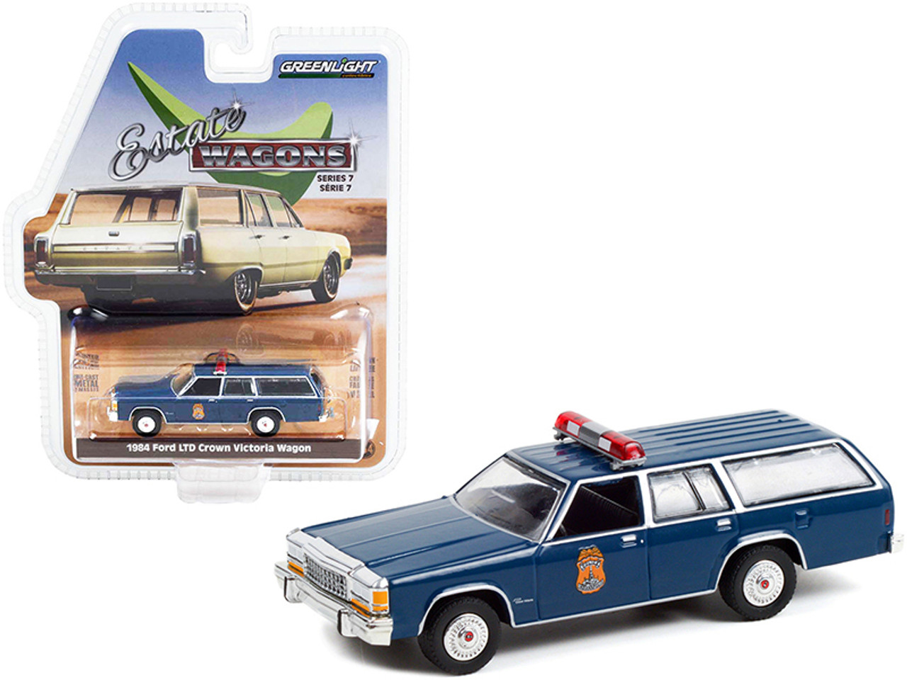 1984 Ford LTD Crown Victoria Wagon Dark Blue "Indianapolis Metropolitan Police Department" (Indiana) "Estate Wagons" Series 7 1/64 Diecast Model Car by Greenlight