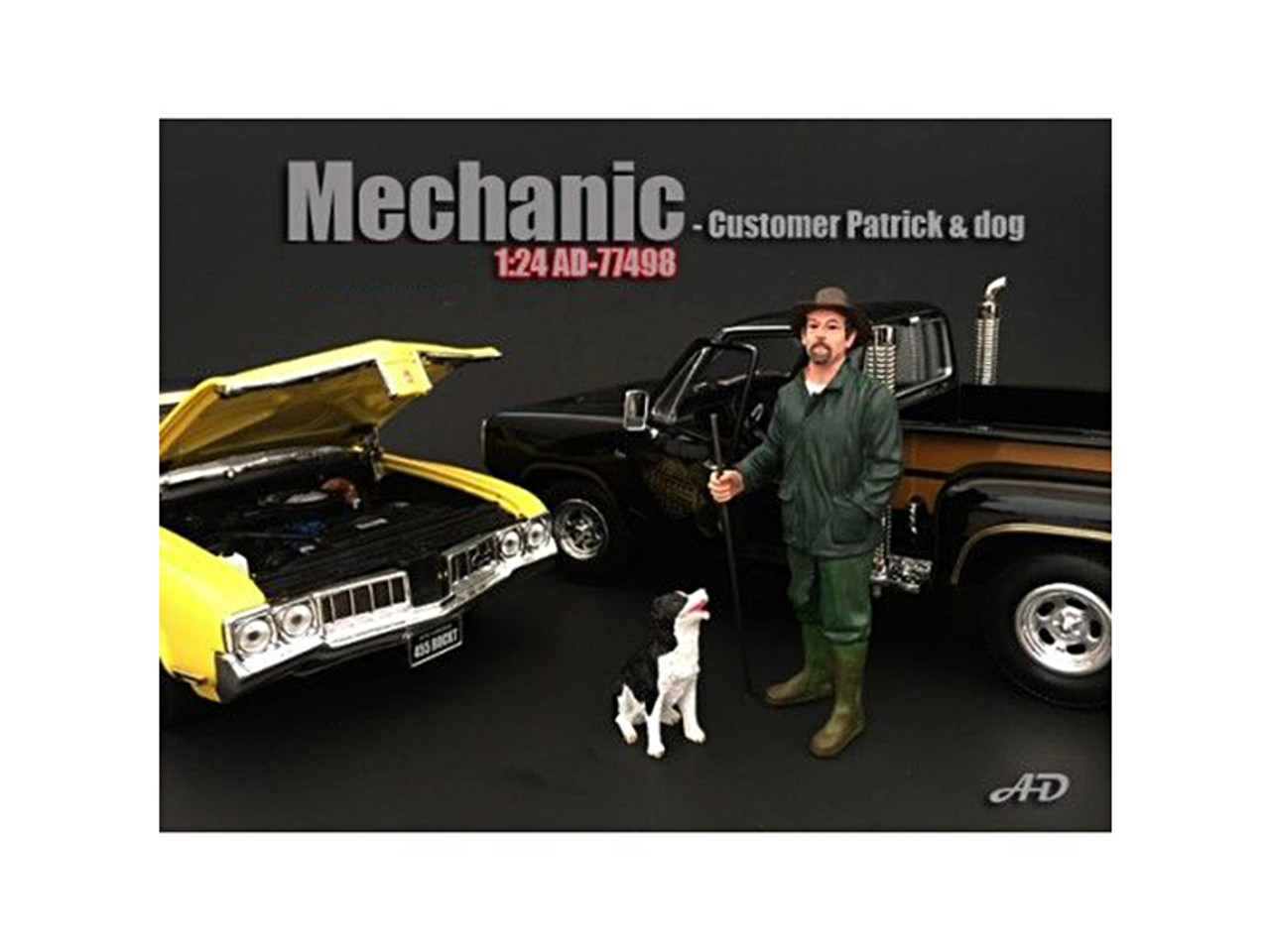 Customer Patrick and a Dog Figurine / Figure For 1/24 Models by American Diorama