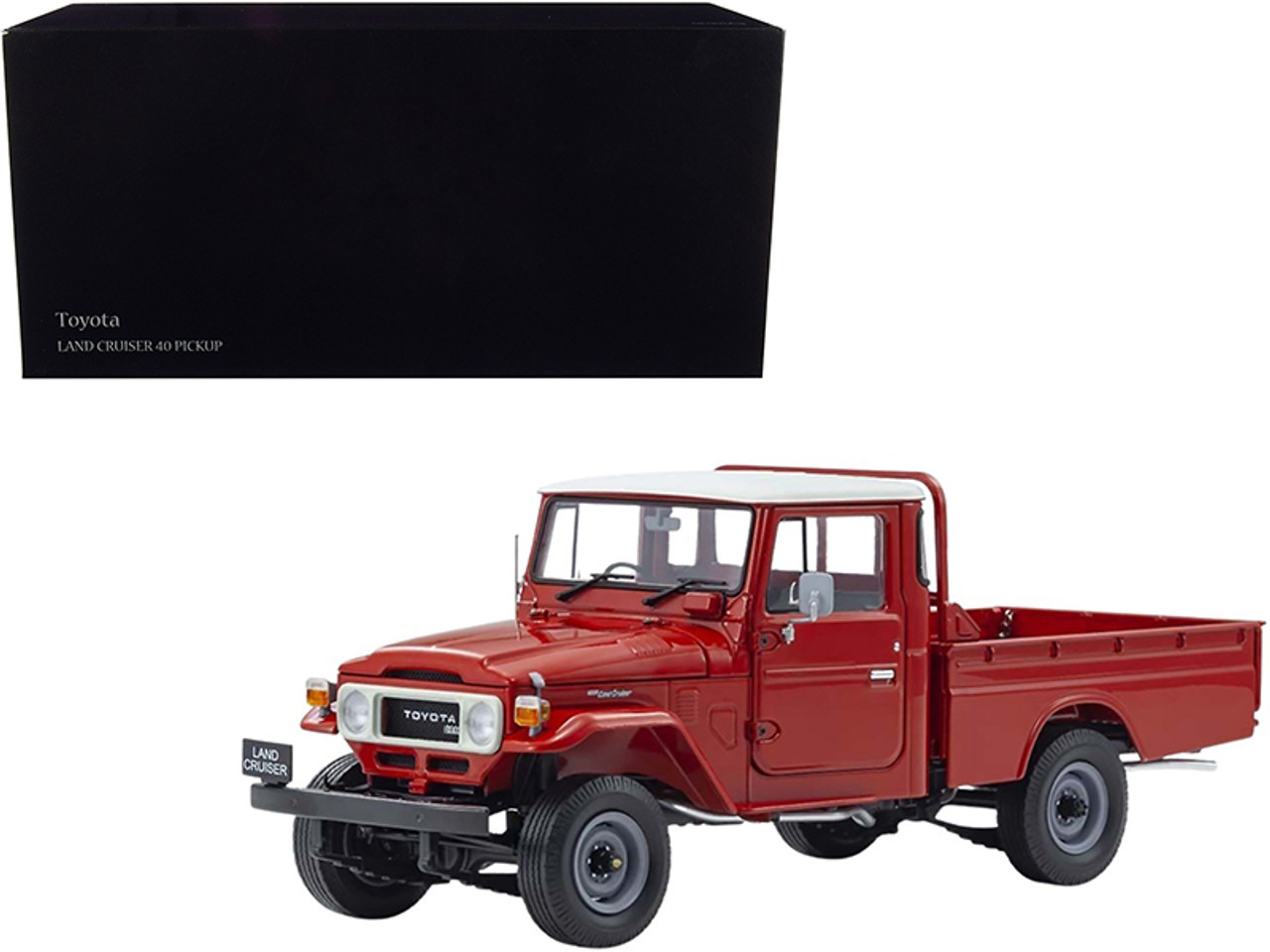 Toyota Land Cruiser 40 RHD (Right Hand Drive) Pickup Truck Red with Matt  White Top 1/18 Diecast Model Car by Kyosho