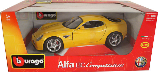 ミニカー Bburago Alfa Romeo 8C Competizione 1/18 1/18 BBurago Alfa Romeo 8c Competizione (Yellow) Diecast Car Model