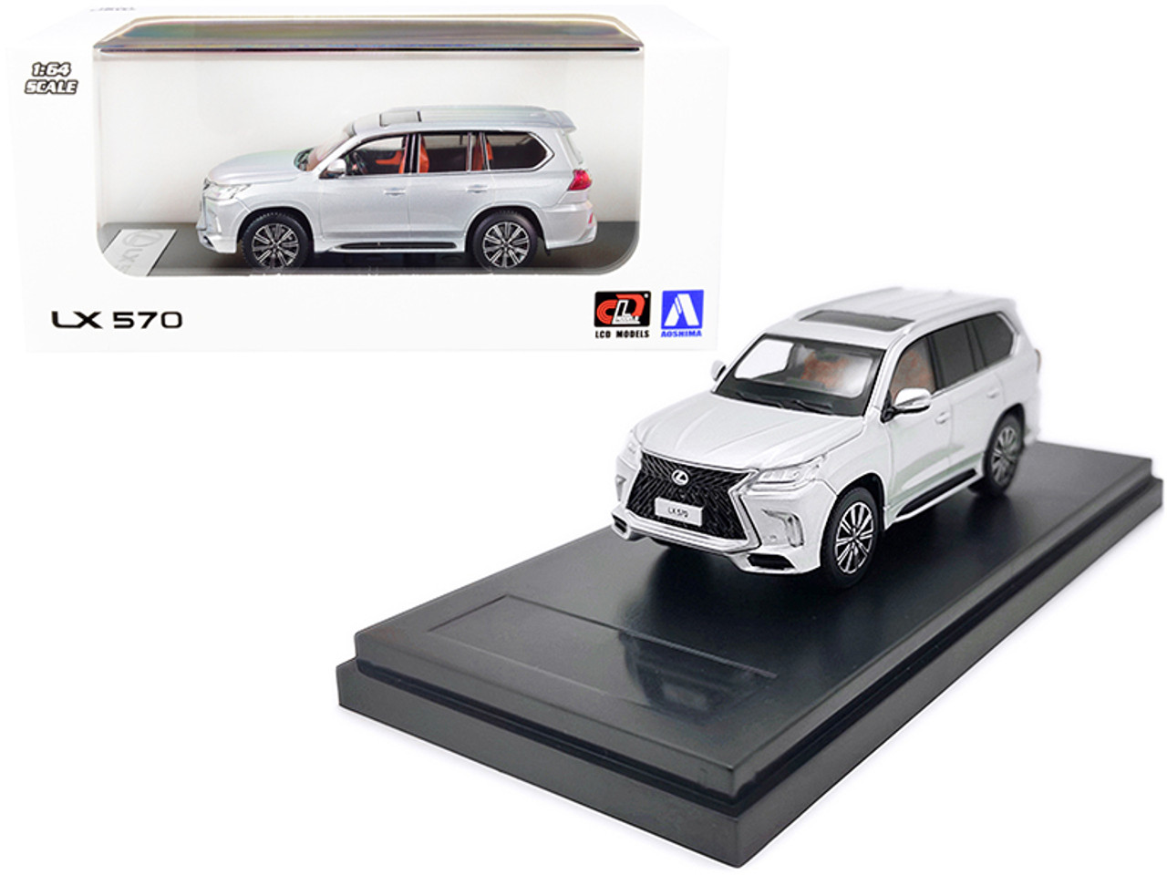 Lexus LX570 with Sunroof Silver 1/64 Diecast Model Car by LCD Models