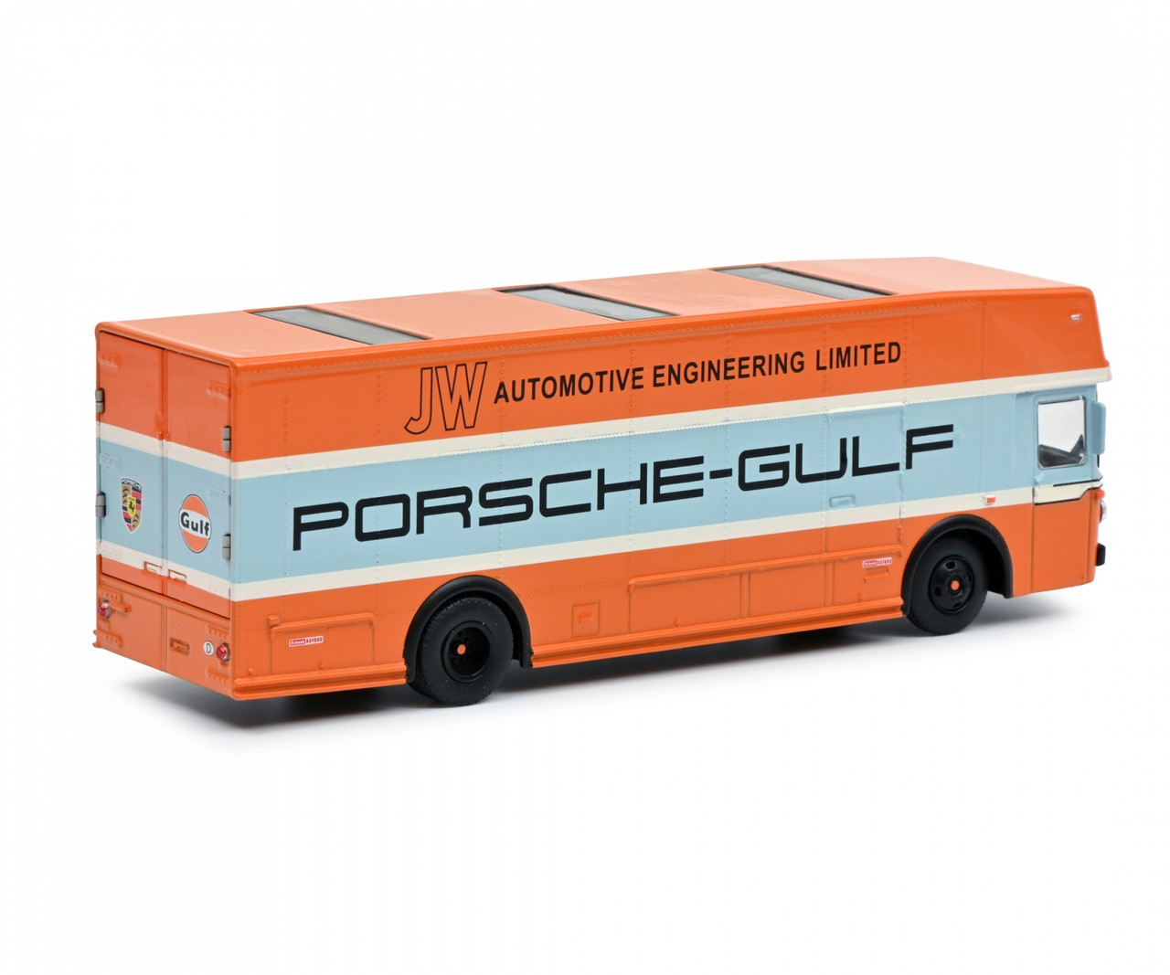 1/64 Schuco Mercedes-Benz O 317 Race Car Transporter Porsche Gulf Car Model