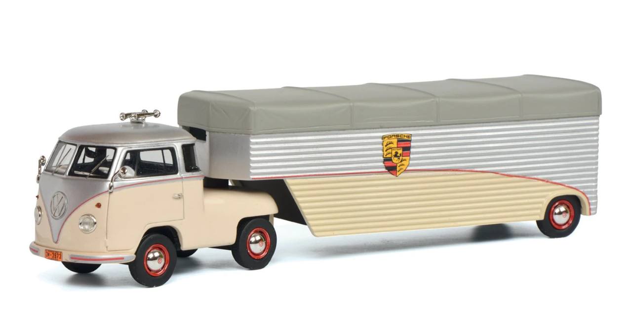 1/64 Schuco Volkswagen VW T1 Continental Motors Porsche Race Car  Transporter (Beige) Model