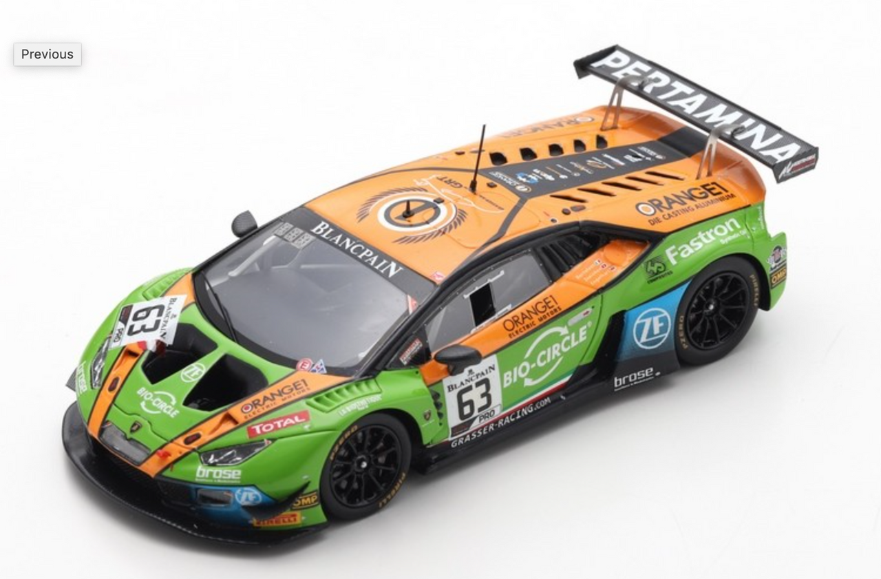 1/43 Lamborghini Huracán GT3 Evo No.63 GRT Grasser Racing Team 24H Spa 2019 M. Bortolotti - C. Engelhart - R. Ineichen Limited 300