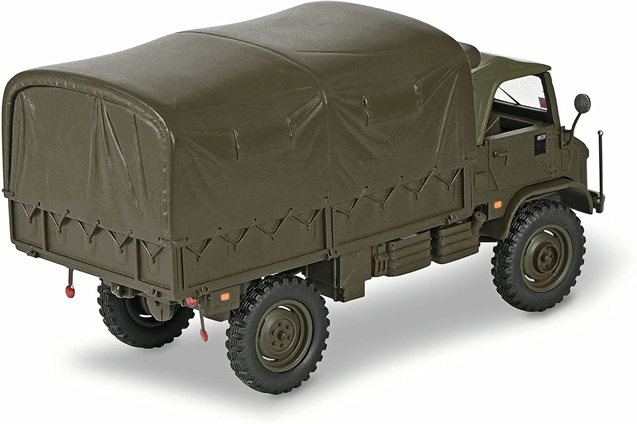 1/35 Schuco Mercedes-Benz Unimog 404 S Pickup truck with Cover Military Vehicle (Olive Green) Diecast Car Model