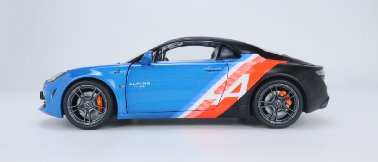 2021 Alpine A110S "F1 Team" Blue Metallic and Matt Black with Stripes and Graphics "Trackside Edition" "Competition" Series 1/18 Diecast Model Car by Solido