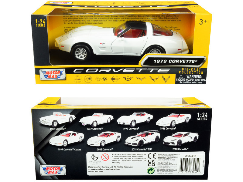 1/24 Motormax 1979 Chevrolet Corvette C3 (White with Red Interior