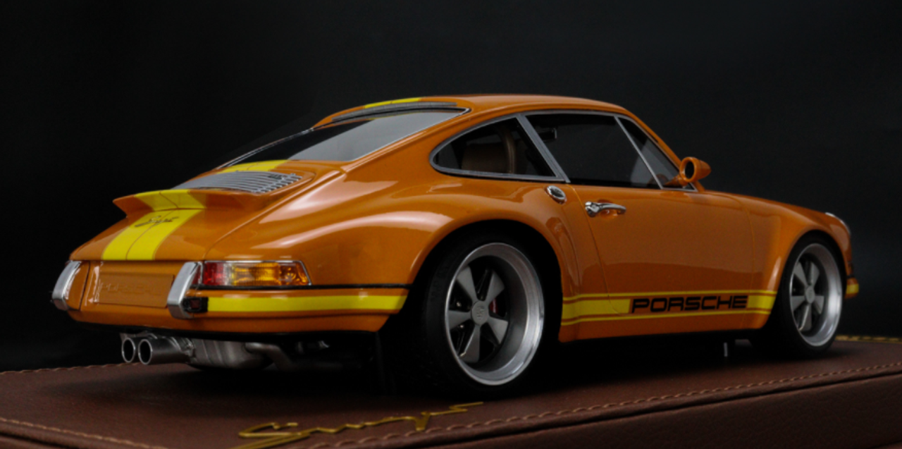 1/18 Delicate Model Porsche 911 Singer 964 (Light Brown with Yellow Stripe) Resin Car Model