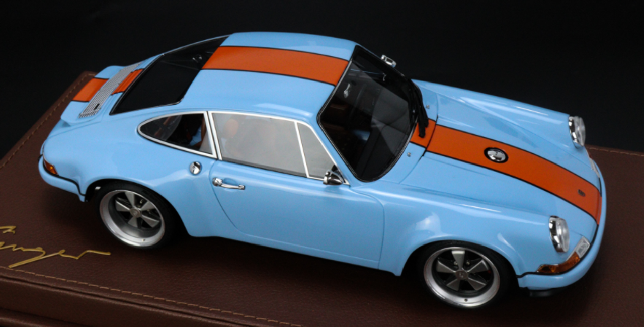 1/18 Delicate Model Porsche 911 Singer 964 (Gulf Light Blue with Orange Strip) Resin Car Model