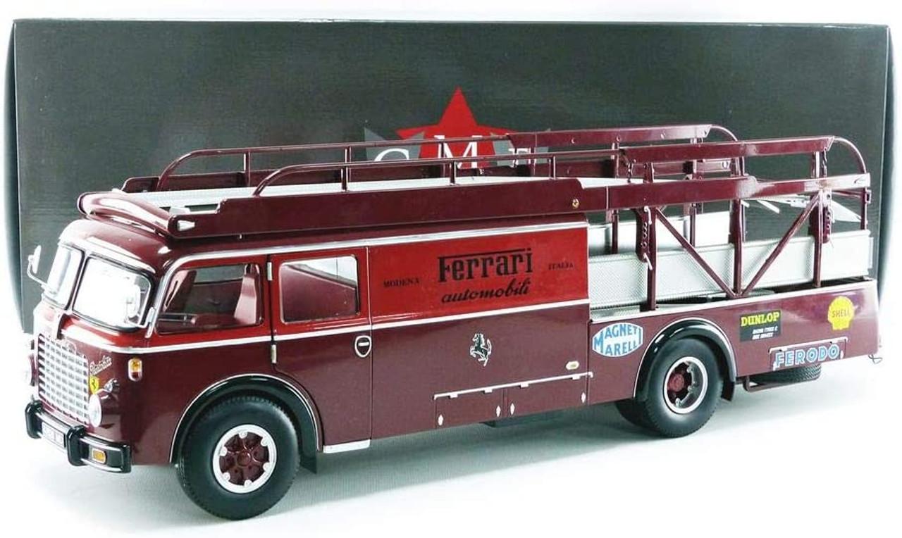 1/18 CMR 1957 Fiat 642 RN2 Bartoletti Ferrari Race Car Transporter (Dark Red) Diecast Car Model