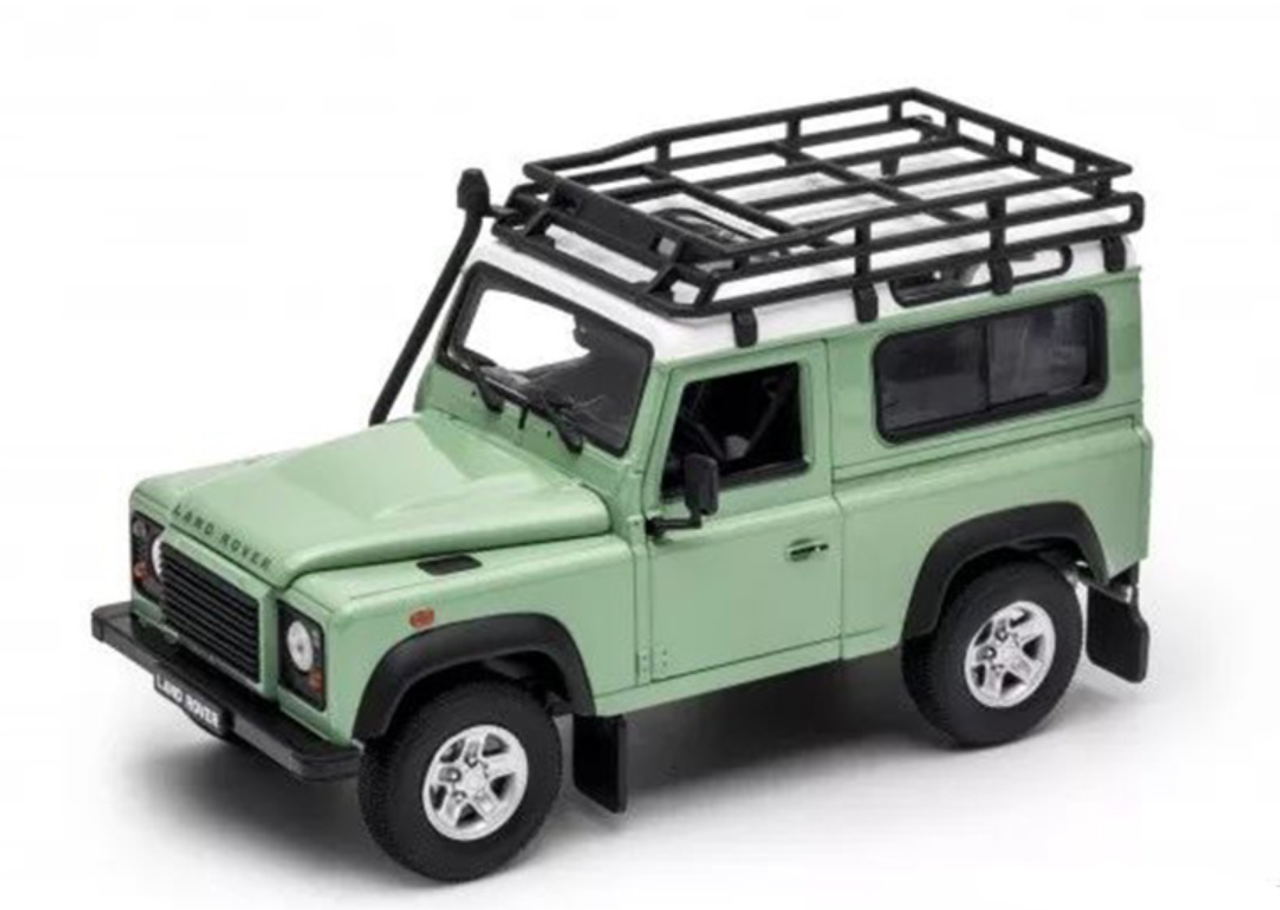 1/24 Welly Land Rover Defender Fire Ice (Green) Diecast Car Model