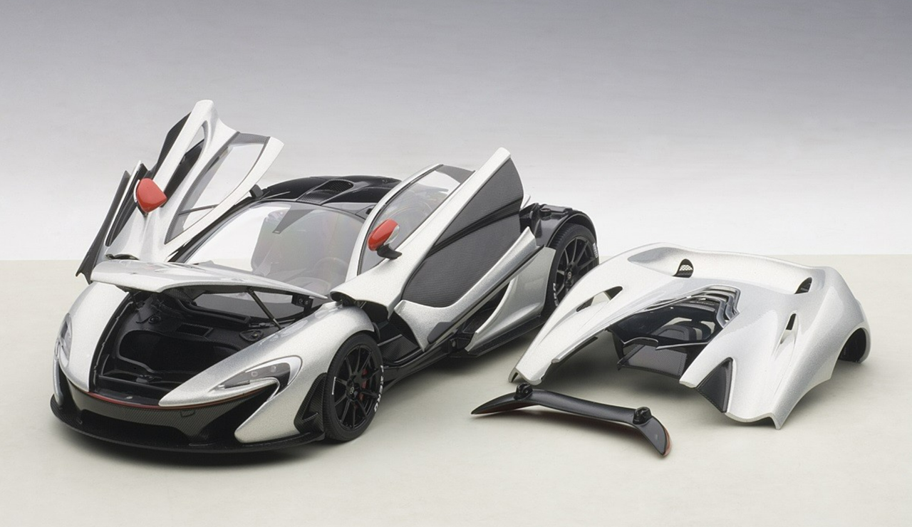 1/18 AUTOart McLaren P1 (Ice Silver with Red Accents) Car Model