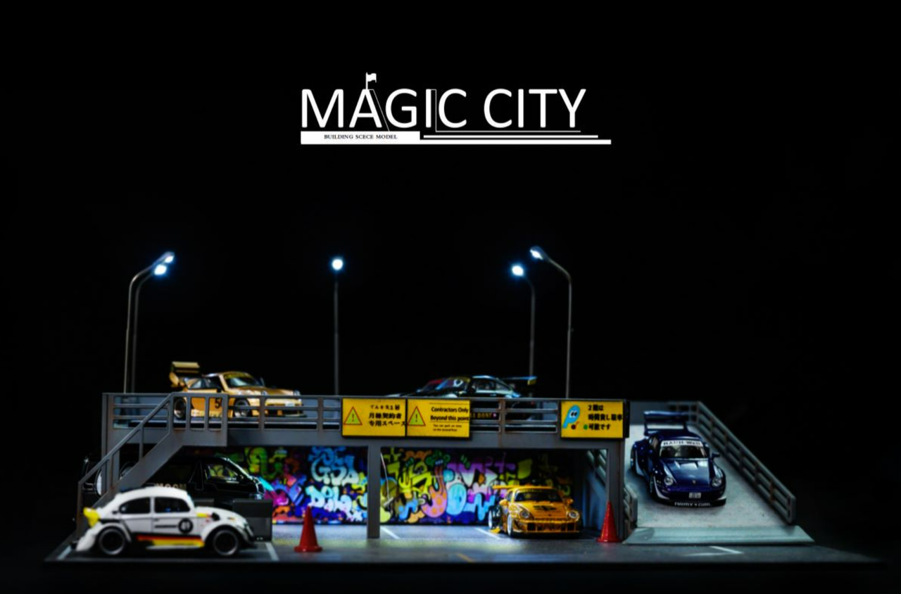 1/64 Magic City RWB Roppongi Annual Gathering Double Level Parking Lot Diorama (car models NOT included)