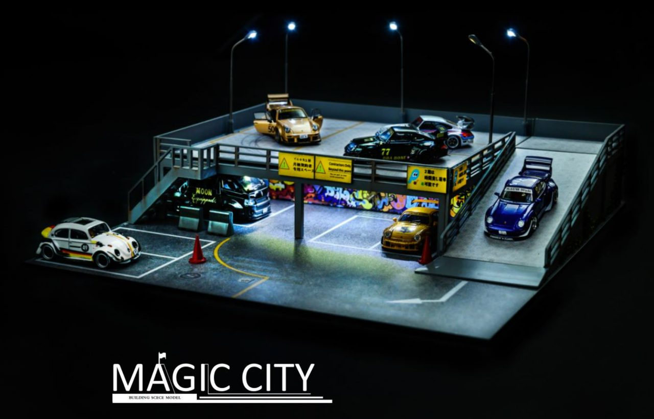 1/64 Magic City RWB Roppongi Annual Gathering Double Level Parking Lot Diorama (car models NOT included)